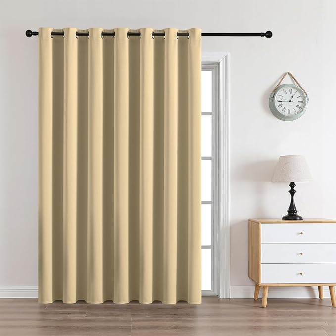 CUCRAF Custom Beige Blackout Curtains 1 Panel Set, Thermal Insulated Grommet by CUCRAF