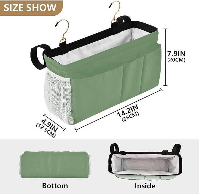 DOMIKING Sage Green Bedside Caddy - Image 4