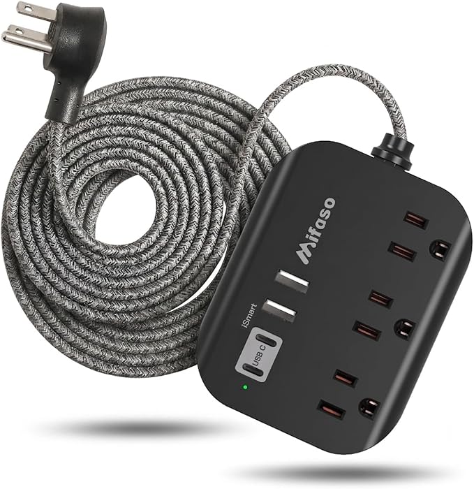 Travel Essentials, Long Compact Power Strip by Mifaso