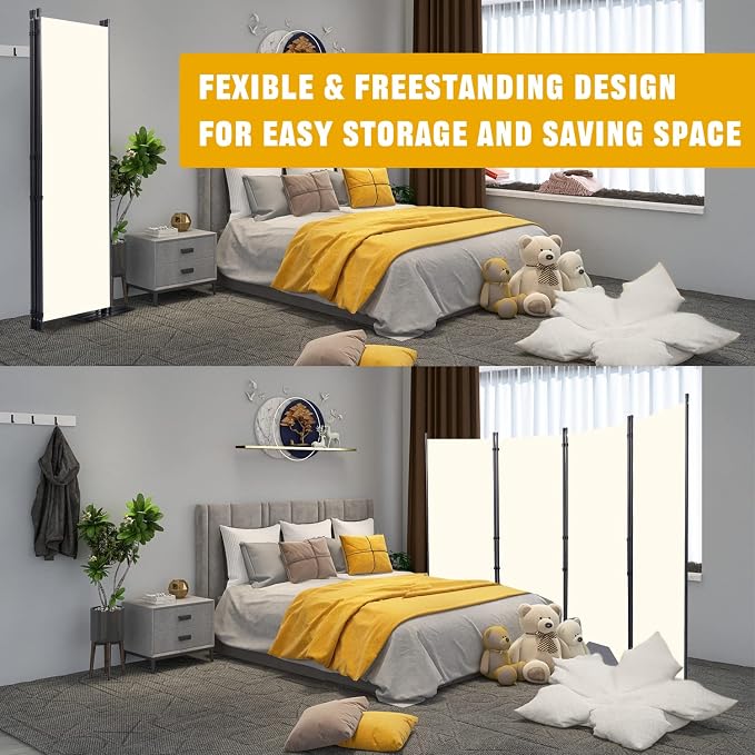 Room Divider 4 Panel-88''Wide, 6FT Room Dividers and Folding Privacy Screens | - Image 4