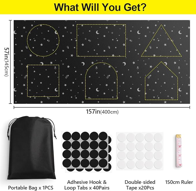 FADOTY 100% Blackout Curtains, No Drill, Sun Heat Light Blocker - Image 4