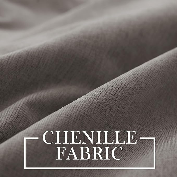 Macochico Full Blackout Curtains 84 Inches Long Insulated Noise Reducing Chenille Curtains for Living Room Bedroom Nursery Auditorium Stone Grey Curtains with Tieback Grommet 72" Wx84 L 1 Panel
