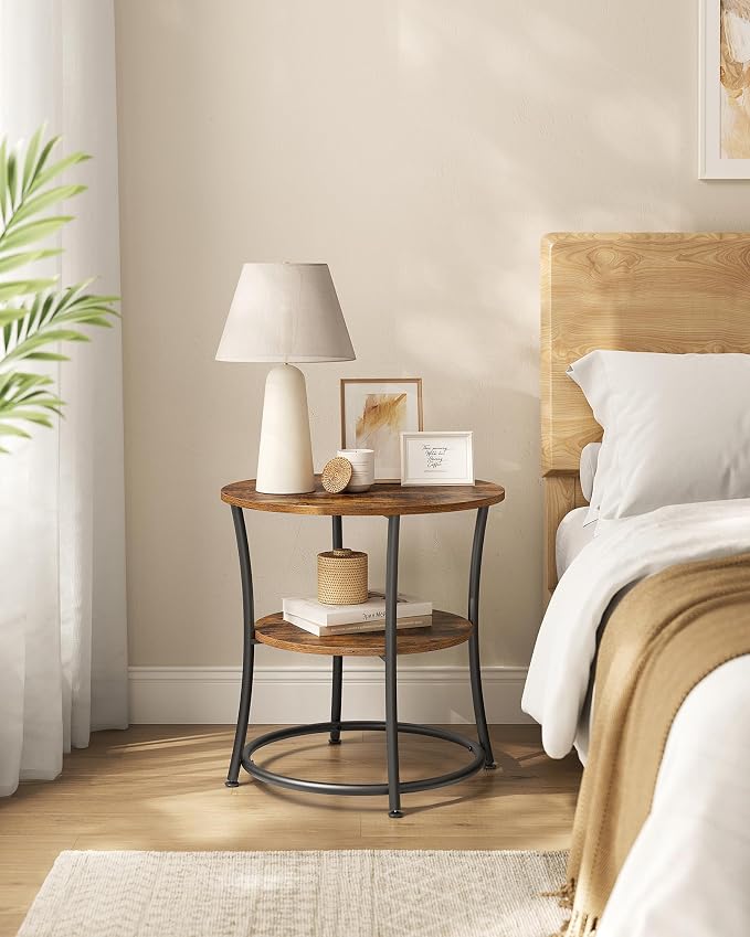 VASAGLE 21.7-Inch Round Side Table, 2-Tier End Table | Nightstand - Image 7