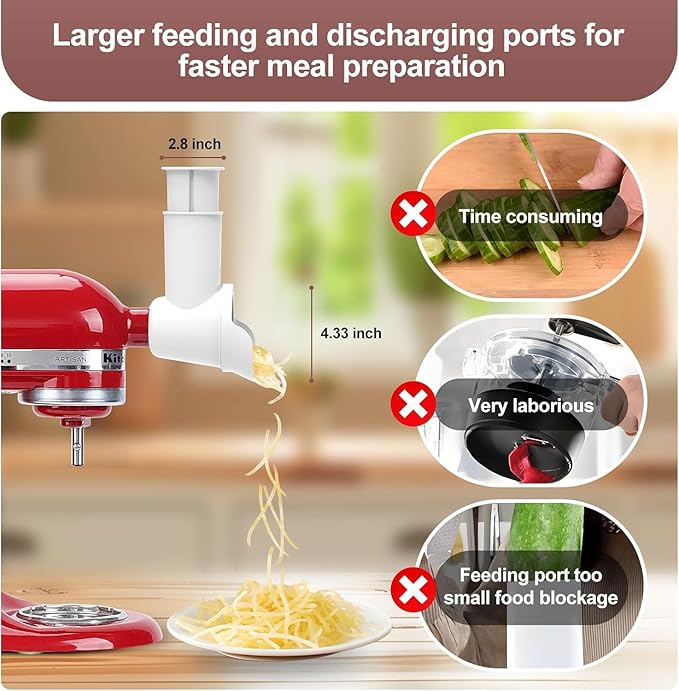 Slicer Shredder Attachments for KitchenAid Stand Mixer Cheese Grater Attachment for KitchenAid, Slicer Accessories with 3 Blades by Aien