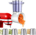 AMZCHEF Slicer Shredder Accessories and Attachments For KA Stand Mixers with 2.8IN Large Feed Chute, Oversized Cheese Grater Attachment with 4 Food Grade Blades, 304 Stainsless Steel, Dishwasher Safe