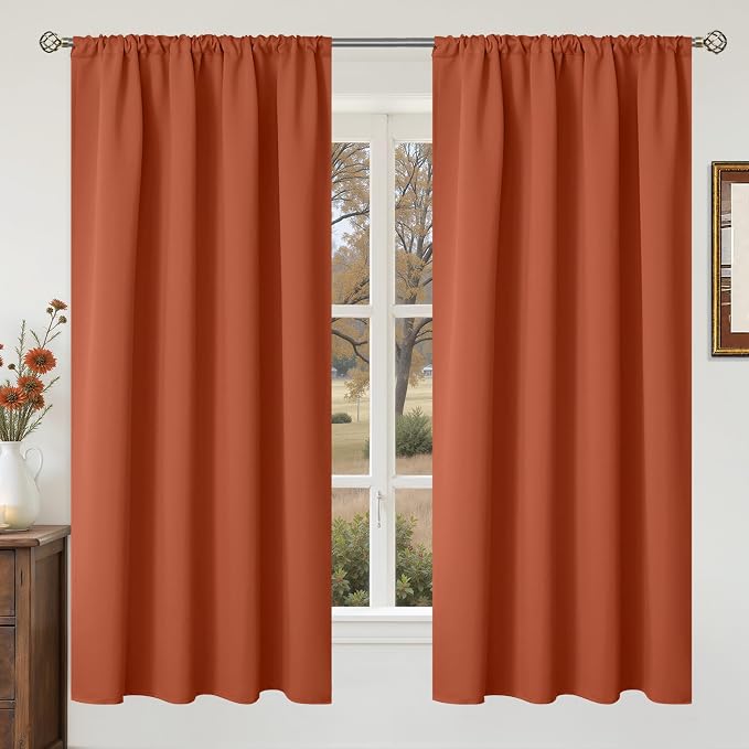 BGment Terracotta Blackout Curtains 63 Inch Length by BGment