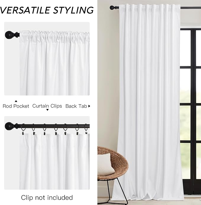 RYB HOME White Velvet Curtains 84 inches - Image 4