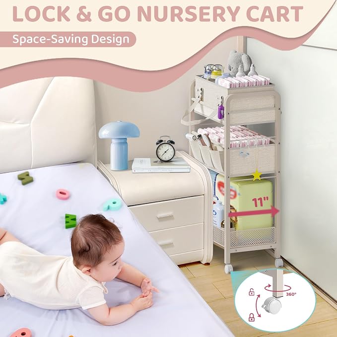 Baby Diaper Caddy Organizer and Storage, 2In1 Baby Cart Organizer-Baby Diaper - Image 5