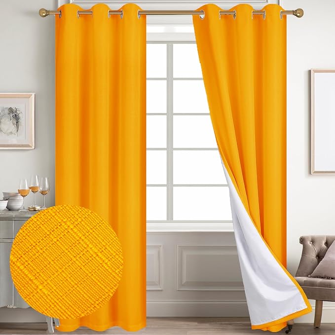 Diraysid 100% Blackout Curtains Yellow Linen Curtains by Diraysid%2C+refresh+your+life