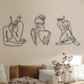 Photect 3 Pcs Metal Wall Art Decor Minimalist Abstract Woman Wall Art Metal by Photect