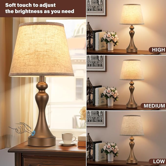 Touch Lamps for Nightstand, 3 Way Dimmable Bedside Lamps - Image 4