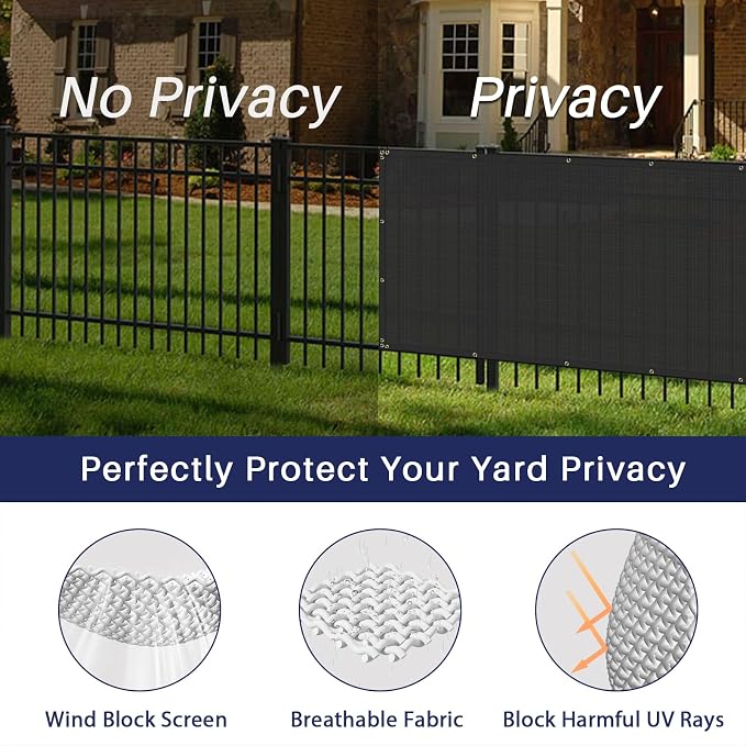 Windscreen4less 6'x50' Privacy Fence Screen Heavy Duty Windscreen Fencing Mesh - Image 3