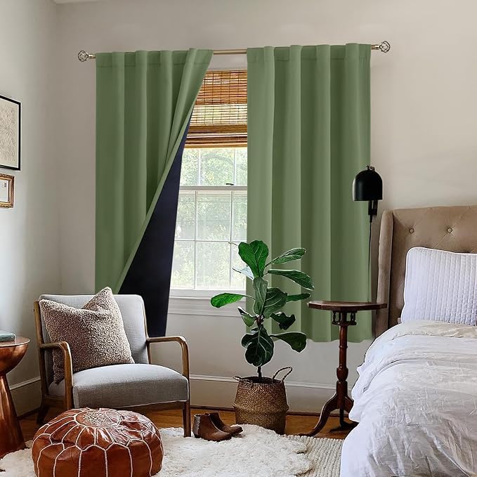 BGment Grass Green 100% Blackout Curtains 63 Inch Length - Image 9