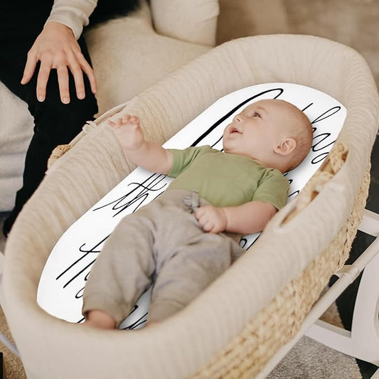 Elastic Fitted Bassinet Sheet for Boys and Soft Breathable Jersey Cradle Mattress Cover with Chic Pattern Comfortable and Protective Bedding for Newborns