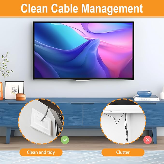 Kebulldola 2 Gang Wall Plate White 2 Pack, Silicone Cable Pass Through Wall Plate for Power Cable, Audio Video and Ethernet Cable, Speaker Wire Management