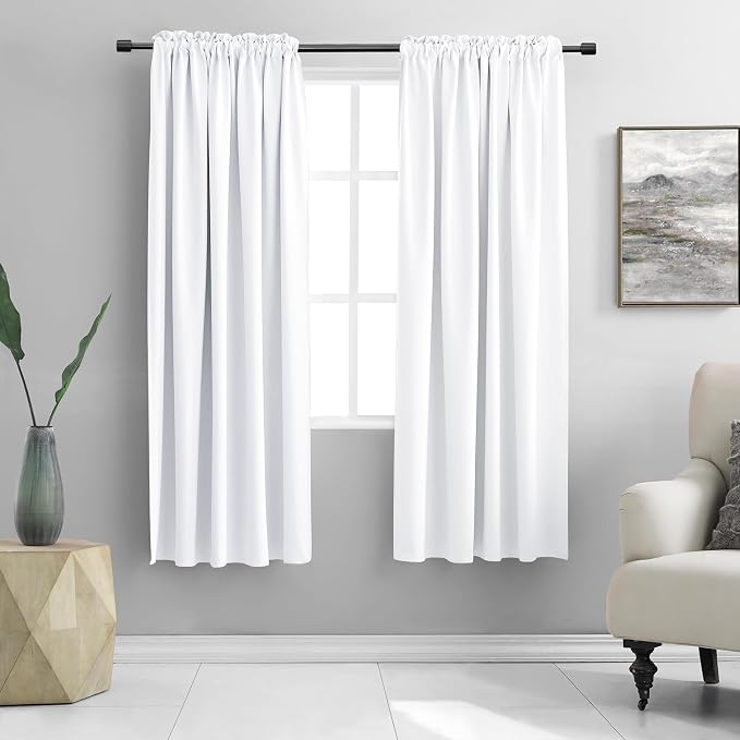 Pure White Room Darkening Curtains by DONREN