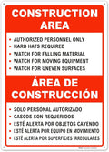 Brimar - 10" x 14" - Bilingual Construction Area Rules Sign - .055″ Polyethylene Plastic - Bilingual Design - Easy Installation