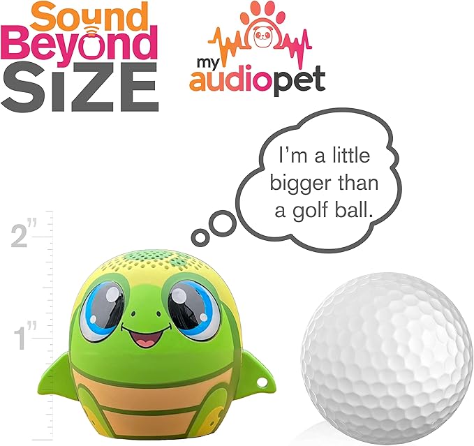 My Audio Pet TWS Mini Bluetooth Animal Wireless Speaker for Kids of All Ages - True Wireless Stereo – Pair with Another TWS Pet for Powerful Rich Room-Filling Sound (Turtle)
