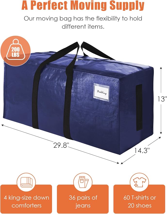 SWEET DOLPHIN 8 Pack 200LB Heavy-Duty Moving Bags - Image 4
