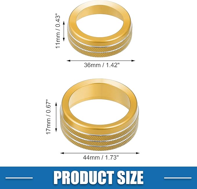 A ABSOPRO Air Conditioner Knobs Decals AC Radio Switch Knob Cover for Dodge Durango 2014-2020 for Jeep Cherokee Grand Cherokee 2014-2021 Gold Tone (Set of 3)