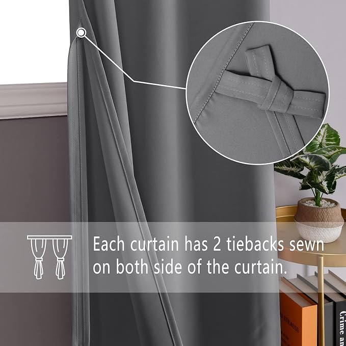 DWCN Grey Blackout Short Curtains - Image 3