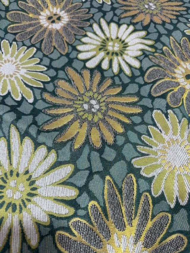 OctoRose 3 Side Zipper Upholstery Thick Linen Tweed Futon Cover Slipcover Sofa DayBed Mattress Cover (Cover ONLY) (Chenille-Daisies-Green, Full)