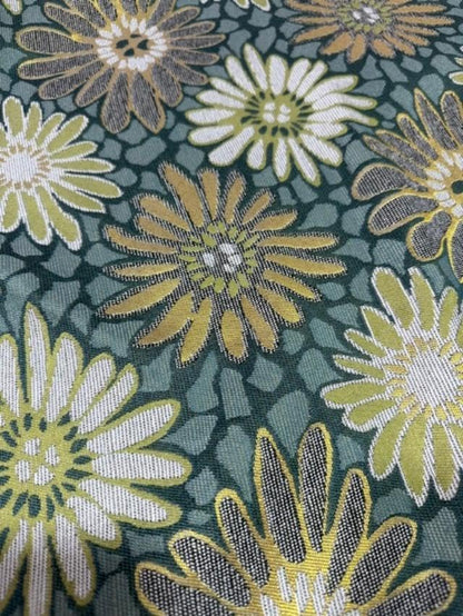 OctoRose 3 Side Zipper Upholstery Thick Linen Tweed Futon Cover Slipcover Sofa DayBed Mattress Cover (Cover ONLY) (Chenille-Daisies-Green, Full)