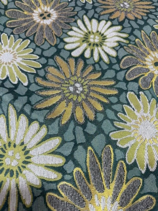 OctoRose 3 Side Zipper Upholstery Thick Linen Tweed Futon Cover Slipcover Sofa DayBed Mattress Cover (Cover ONLY) (Chenille-Daisies-Green, Twin)