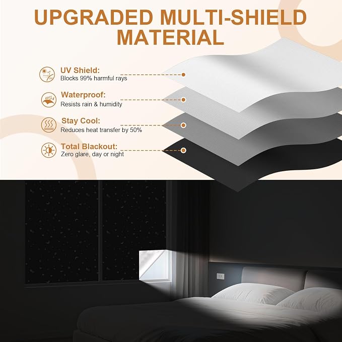 Vanten 100% Blackout Curtains for Bedroom, Portable Window Cover - Image 4