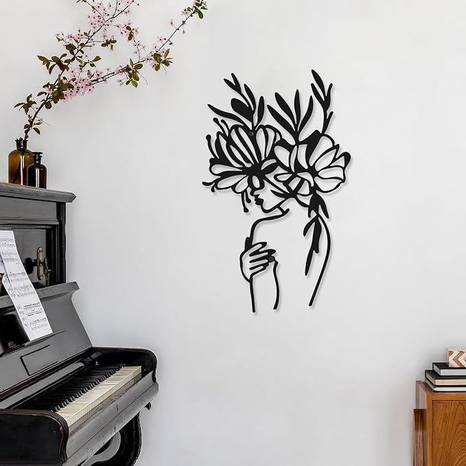 Photect 3 Pcs Metal Wall Art Decor Minimalist Abstract Woman Wall Art Metal - Image 2