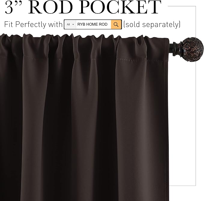RYB HOME Small Window Curtains 45 inches Length - Image 2
