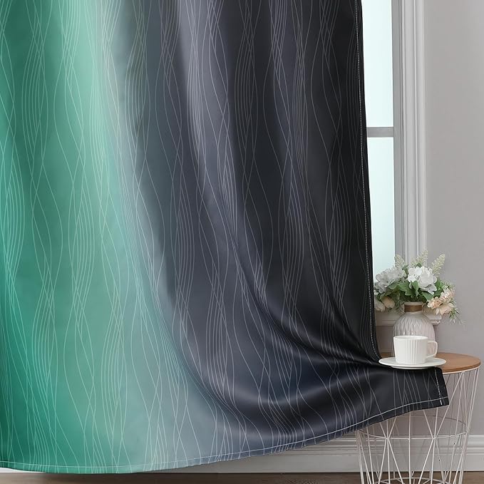 Black and Green Ombre Blackout Curtains 84 Inches Long | Gradient Curtains - Image 6