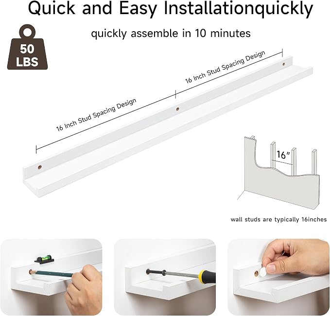 Fun Memories Picture Ledge Shelf, 32 Inch Floating Shelves Set of 2, Large - Image 4