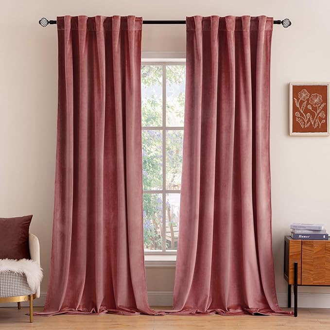 MIULEE Velvet Curtains 52x90 inches 2 Panels Dusty Rose Pink Curtains | Luxury by MIULEE