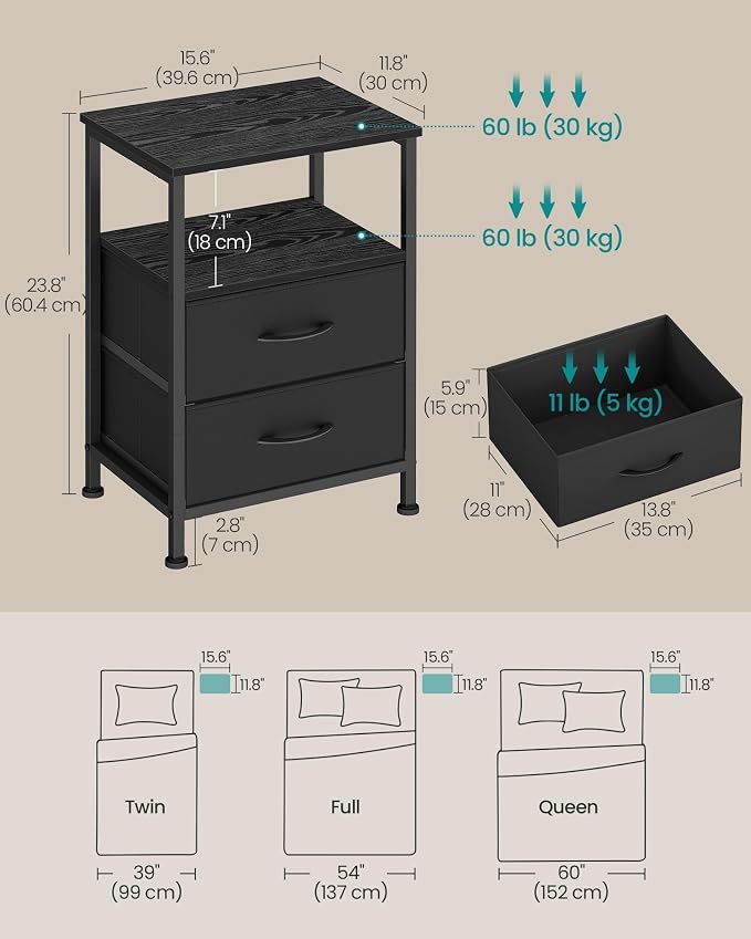 SONGMICS Nightstand, Bed Side Table, End Table - Image 2