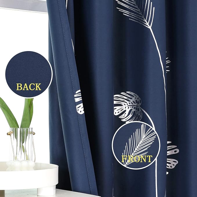 Navy Blue Blackout Curtains 84 Inches Length Window Thermal Insulated Curtain - Image 3
