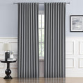 Thermal Insulated Gray Blackout Curtain Panels 96 Inches Long, Back Tab and Rod by DUALIFE