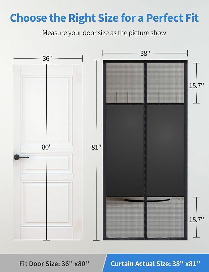 Magnetic Screen Door with Privacy Protection, Thick PET Mesh Screen Fit - Image 2