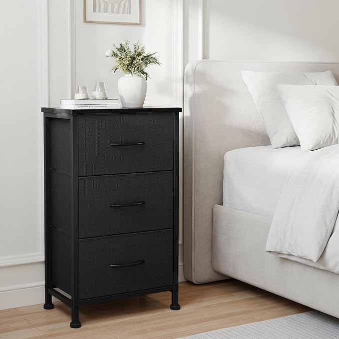 DUMOS 3 Drawer Nightstand for Bedroom, Small Night Stand Chest of Drawers | - Image 2