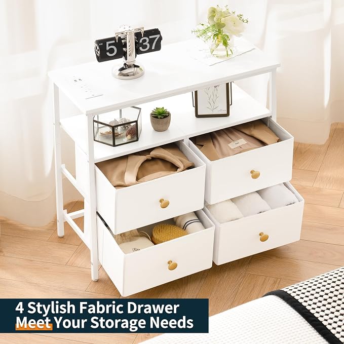 Yoobure Night Stand with Charge Station, Nightstand with 4 Drawers Bedside Table - Image 8