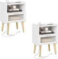 MMEOLUOOK Nightstand with Charging Station, Bedside Tables, End Table Side by MMEOLUOOK