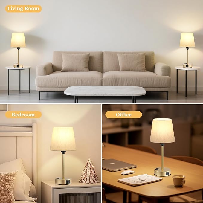 Gold Bedside Lamps Set 2 for Bedroom - Image 8
