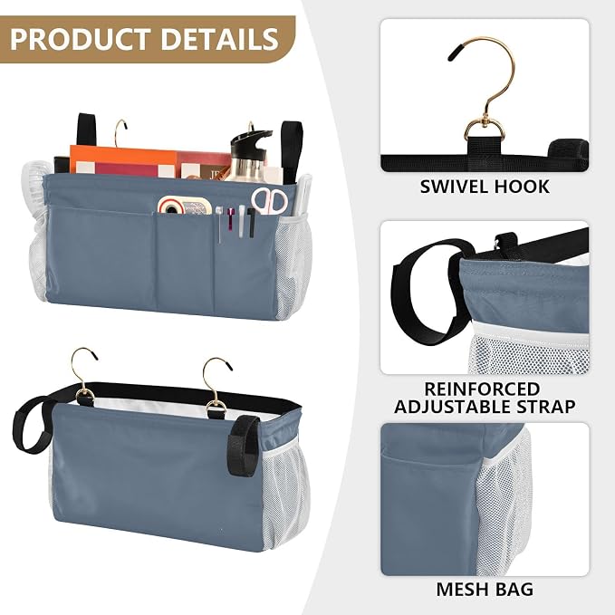 DOMIKING Dusty Blue Bedside Caddy - Image 5