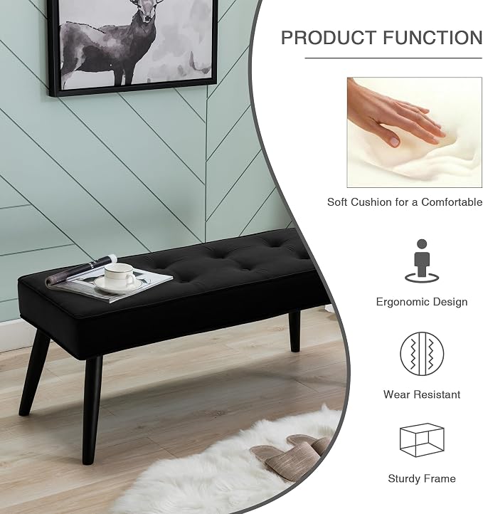 LOULENS Entryway Bench, Button Tufted, Upholstered Bench - Image 6