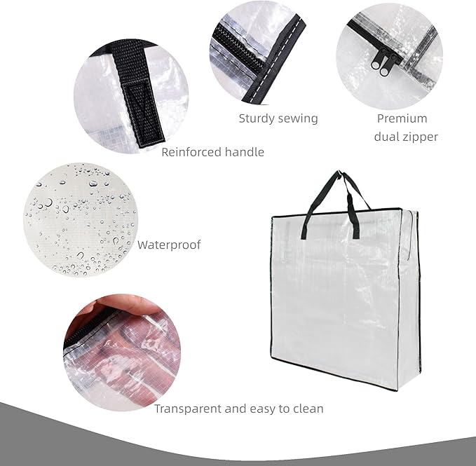9 Pack Clear Storage Bags with Zipper and Handles, Blanket Bags - Image 3