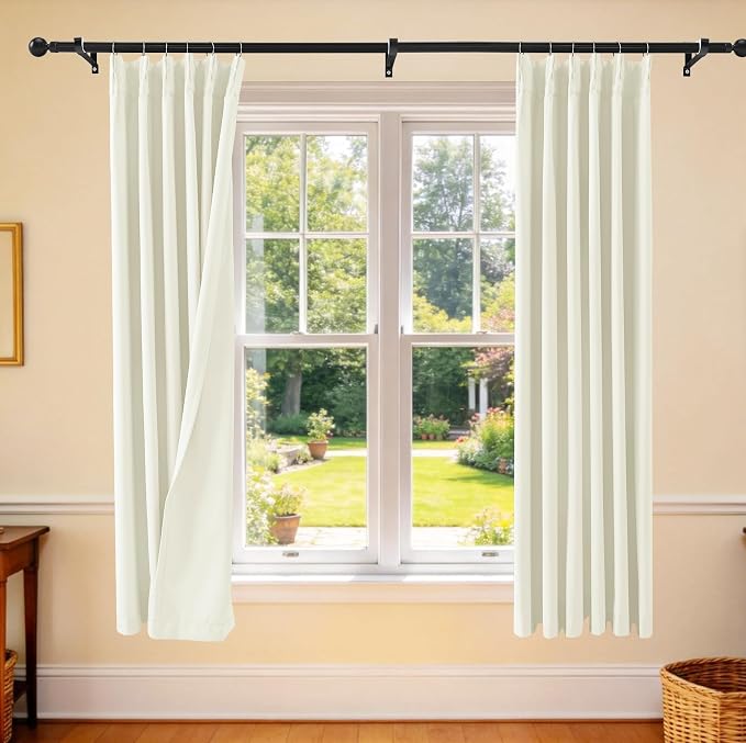 Etherealveil Birch White Pinch Pleated Blackout Curtains 2 Panels 40"x72" | by Etherealveil