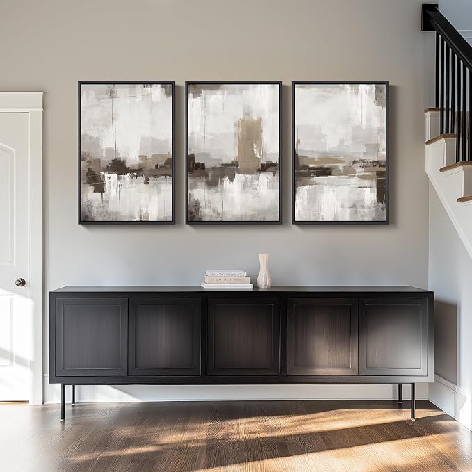 Large Framed Neutral Abstract Wall Art - Image 8