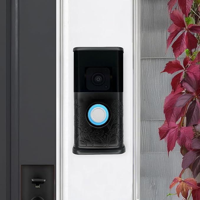 Garden Video Doorbell Cover (Compatible with Ring 3, 3 Plus, 4, Battery Plus, and Battery Pro) (Matte Black)
