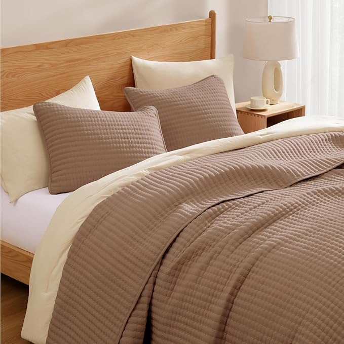 Brown California/Oversized King Size Quilt Bedding Set | Lightweight Soft - Image 2