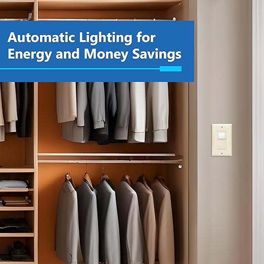 LIDER Motion Sensor Switch with Wall Plate, PIR Sensor Light Switch, Occupancy & Vacancy Modes, No Neutral Wire Required, 120V, 60Hz, 150W LED/CFL, Single Pole, LPS-1P-LAWP2P, Light Almond, 2 Pack